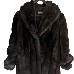VINTAGE Monterey Fashions 1980's Faux Rich MINK Fur Warm Winter Coat Size Small